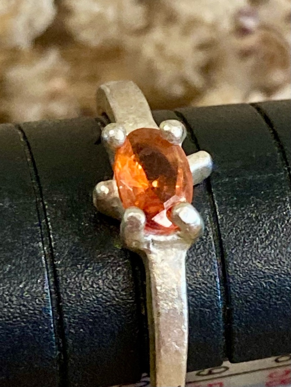 Sterling Silver Orange Gemstone Ring • Size 9 • Handmade Look • Wonky Prong - Picture 16 of 16